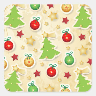 Adesivo Quadrado Padrão Vintage de Natal