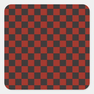 Adesivo Quadrado Padrão xadrez preto e vermelho profundo