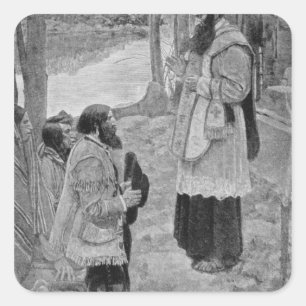 Adesivo Quadrado Padre Hennepin Celebrando a missa