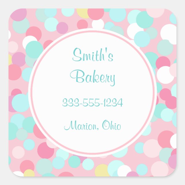 Adesivo Quadrado Padrões de empresa Pastel personalizados (Frente)