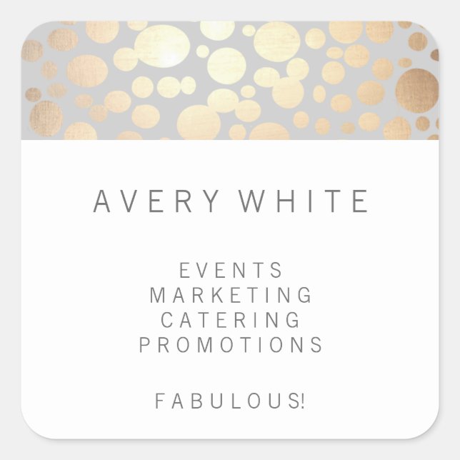 Adesivo Quadrado Padrões do Círculo de Folha Dourada Chic Faux (Frente)