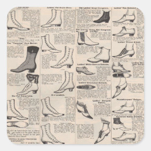 Adesivo Quadrado Página de Catálogo de Sapatos Femininos Antigos Im