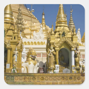 Adesivo Quadrado Pagode Shwedagon (Paya), grande local de templo qu