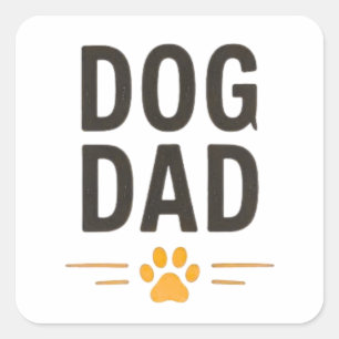 Adesivo Quadrado Pai de Cachorro com Design Simples de Pata