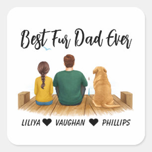 Adesivo Quadrado Pai de Cachorro Personalizado   Melhor Pai de Cach