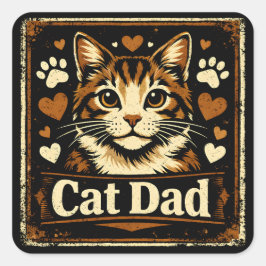 Adesivo Quadrado Pai de Gato – Humor de Pai Felino Orgulhoso Amor