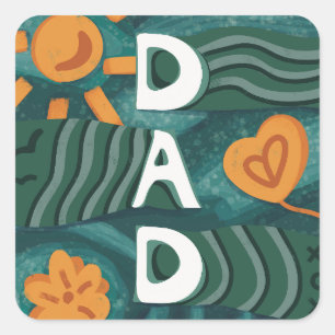 Adesivo Quadrado Pai - Dia Nacional de Apreciação do Pai Verde