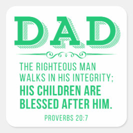 Adesivo Quadrado Pai - O Dia de os pais Cristão de Homem Justo