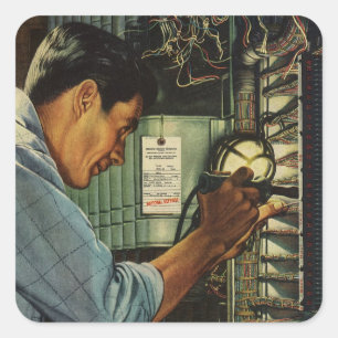 Adesivo Quadrado Painel de interruptor do eletricista do negócio d