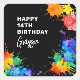 Adesivo Quadrado Paintballing Birthday Party