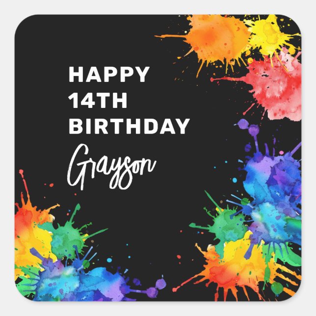 Adesivo Quadrado Paintballing Birthday Party (Frente)