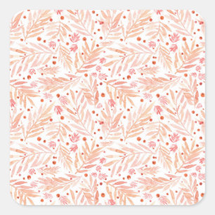 Adesivo Quadrado Painted Peach Palm Leaves
