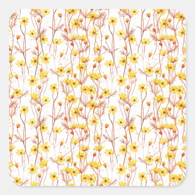 Adesivo Quadrado Painted Yellow Daisies (Frente)