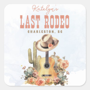 Adesivo Quadrado País da Cowgirl Último Rodeio de Fim de Semana de 