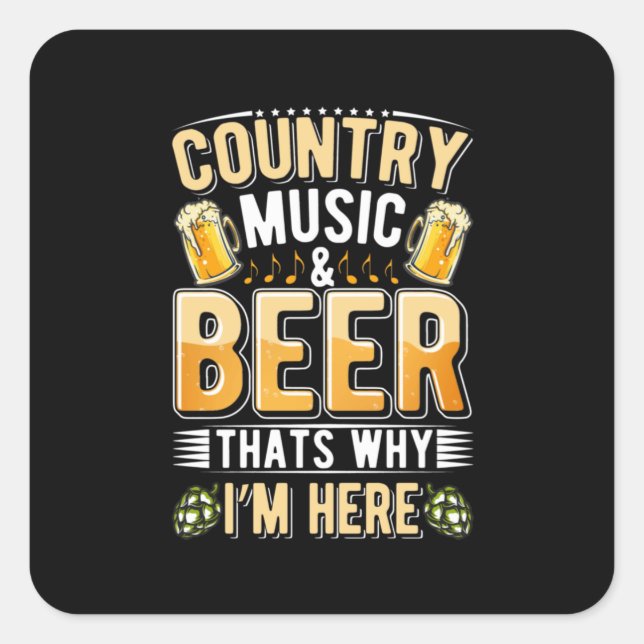 Adesivo Quadrado País de Música Country de Bebedor de Cerveja Anive (Frente)
