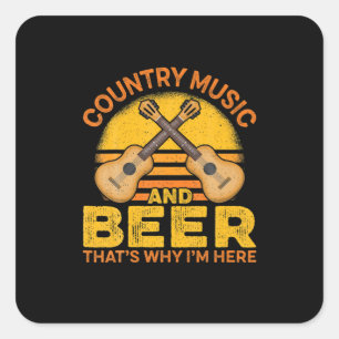 Adesivo Quadrado País do bebedor de cerveja Música country e cervej