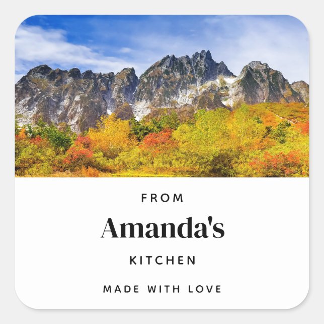 Adesivo Quadrado Paisagem Cêntica Floresta e Montanhas (Frente)