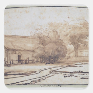 Adesivo Quadrado Paisagem com a casa de um camponês, 1640s