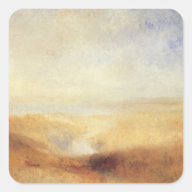 Adesivo Quadrado Paisagem com Distant River Bay por Joseph Turner (Frente)