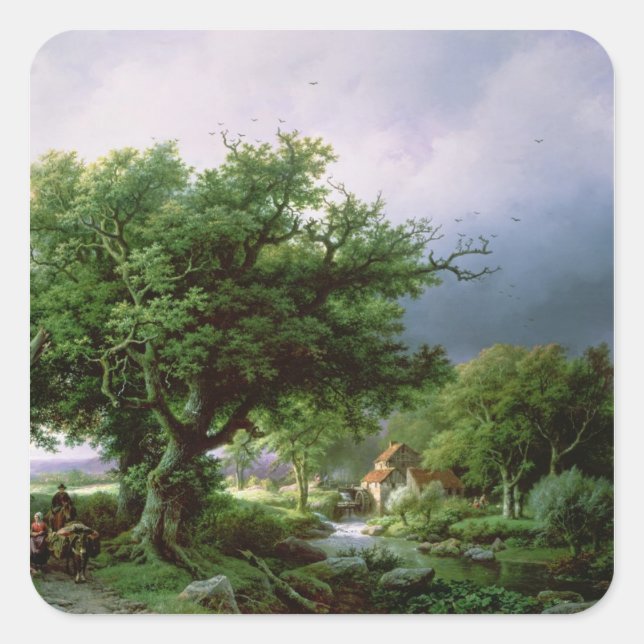 Adesivo Quadrado Paisagem com um monte (Frente)