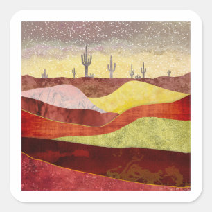 Adesivo Quadrado Paisagem de Cactos do Deserto