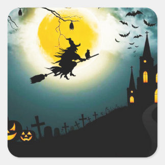 Adesivo Quadrado Paisagem de Halloween