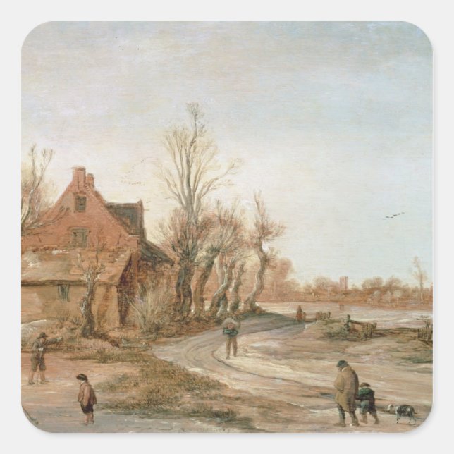 Adesivo Quadrado Paisagem de inverno, 1623 (Frente)