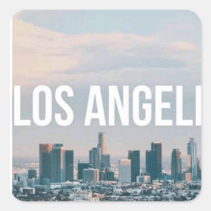 Adesivo Quadrado Paisagem de Los Angeles Estética Retro da Cidade V
