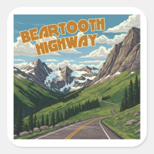 Adesivo Quadrado Paisagem de Montana Wyoming na autoestrada Beartoo