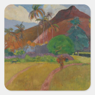 Adesivo Quadrado Paisagem de Tahitian, 1891 (óleo em canvas)