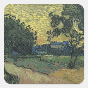 Adesivo Quadrado Paisagem de Van Gogh ao Crepúsculo