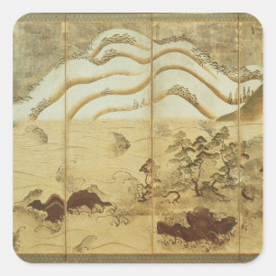 Adesivo Quadrado Paisagem do inverno do luar