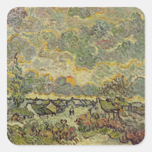 Adesivo Quadrado Paisagem do outono de Vincent van Gogh  , 1890