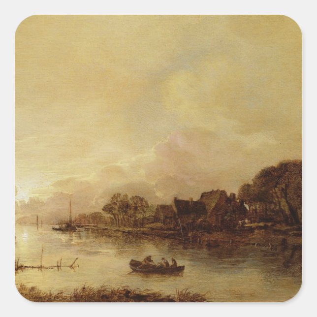 Adesivo Quadrado Paisagem fluvial (Frente)
