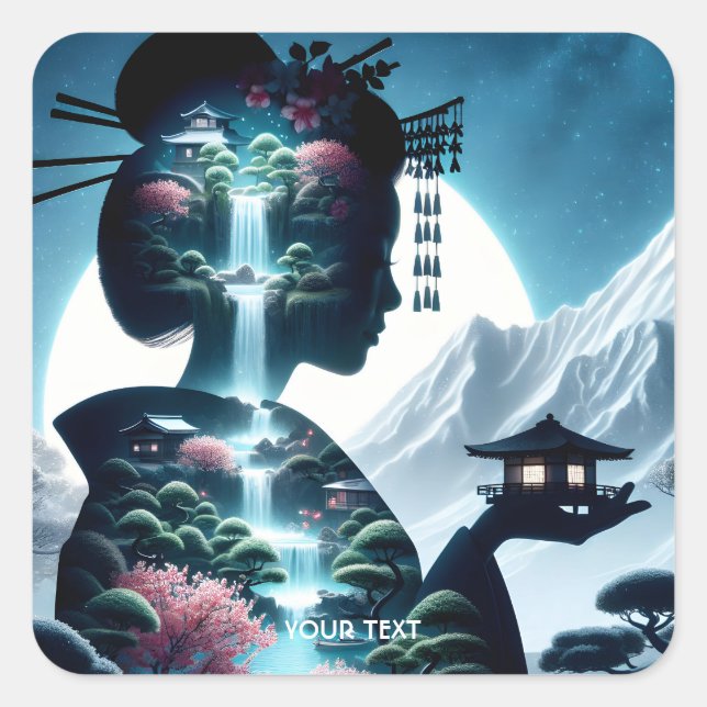 Adesivo Quadrado Paisagem Japonesa Fantasy Bonita (Frente)