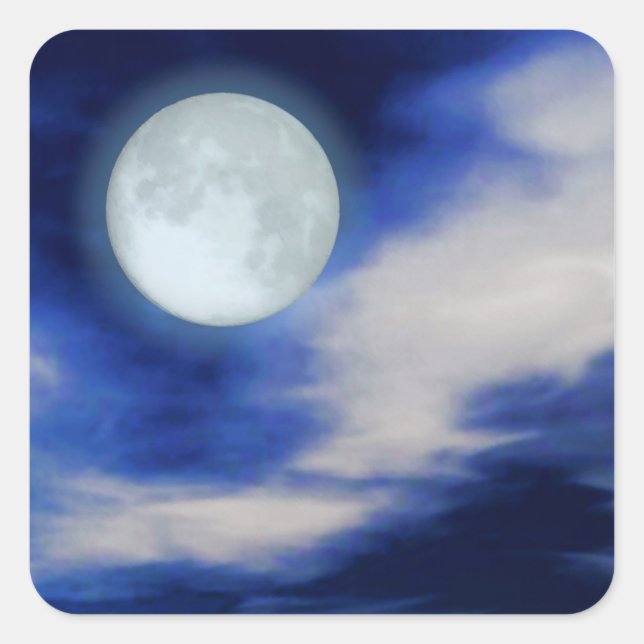 Adesivo Quadrado Paisagem lunar com nuvens iluminadas pela lua (Frente)