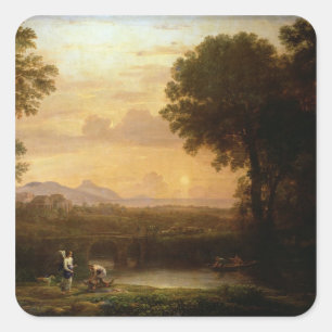 Adesivo Quadrado Paisagem no crepúsculo