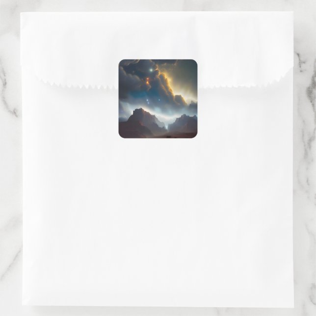 Adesivo Quadrado Paisagem Nublada (Bolsa)