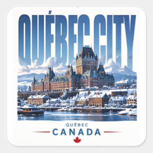 Adesivo Quadrado 🏰 Paisagem Urbana Moderna da Cidade de Quebec 🏰