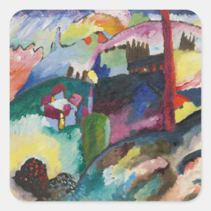 Adesivo Quadrado Paisagem Wassily Kandinsky com Chaminé de Fábrica