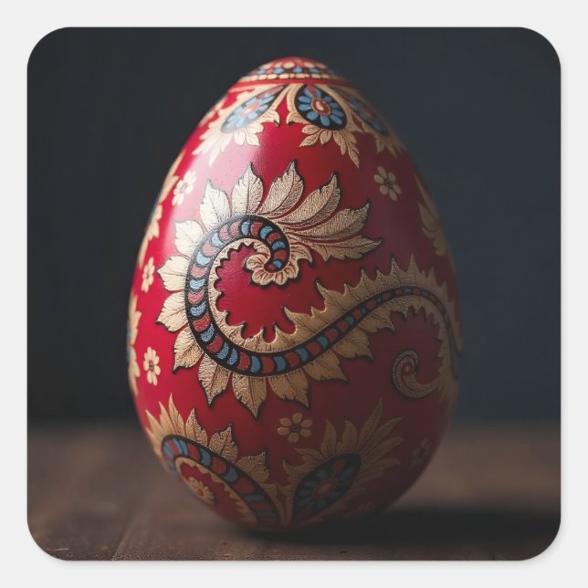Adesivo Quadrado Paisley Swirl Easter Egg (Frente)