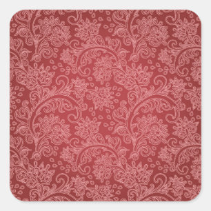 Adesivo Quadrado Paisley Vermelho Damasco Designer Floral Vintage C
