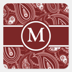 Adesivo Quadrado Paisley vermelho e branco