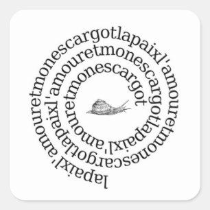 Adesivo Quadrado Paix, I'amour et mon escargot