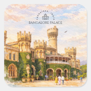 Adesivo Quadrado Palácio de Bangalore Índia Aquarela Memória de Via
