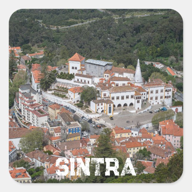 Adesivo Quadrado Palácio de Sintra de cima em Sintra, Portugal (Frente)