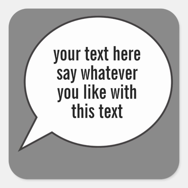 Adesivo Quadrado Palavra de Bubble Speech Ballon com suas palavras (Frente)