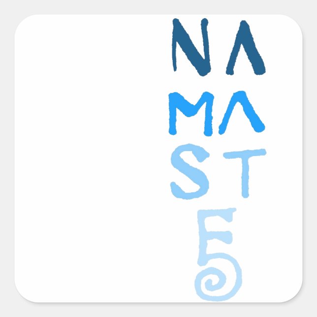 Adesivo Quadrado Palavra de Namaste Azul (Frente)