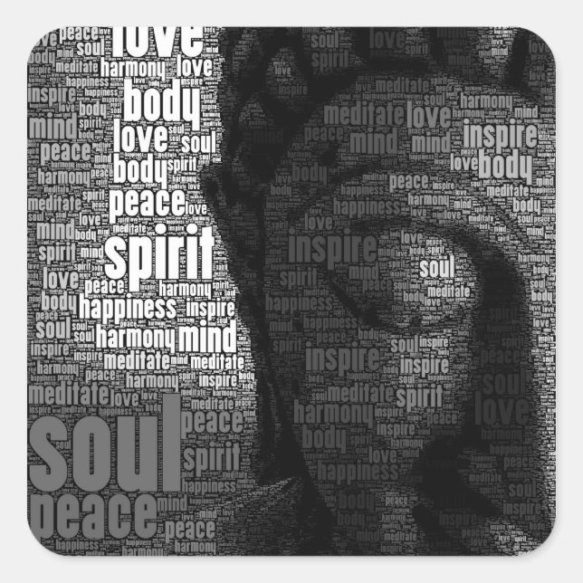 Adesivo Quadrado Palavras Budistas da Sabedoria (Frente)