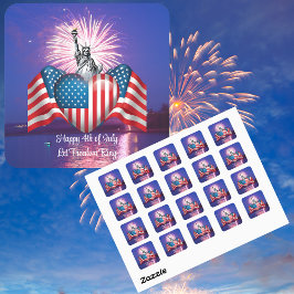 Adesivo Quadrado Palavras de 4 de julho sobre "Let Freedom Ring"